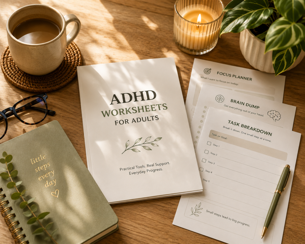 ADHD Worksheets for Adults | Executive Functioning & Task Completion Printable