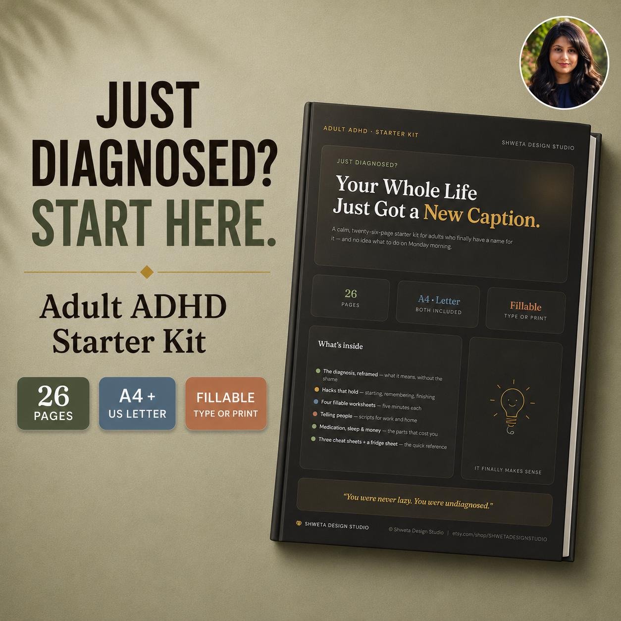 ADHD Executive Function Workbook 26-page starter kit cover