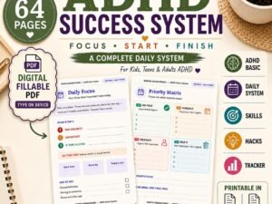 ADHD Workbook Adults Teens Kids 64 pages cover