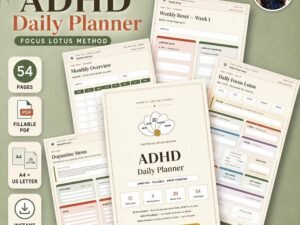 ADHD Daily Planner Focus Lotus 54 pages cover