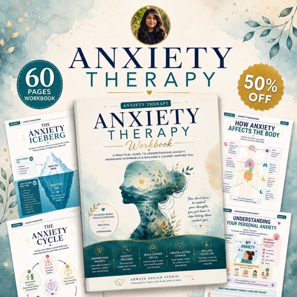 Anxiety Workbook Adults CBT 60 pages cover