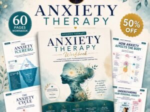 Anxiety Workbook Adults CBT 60 pages cover