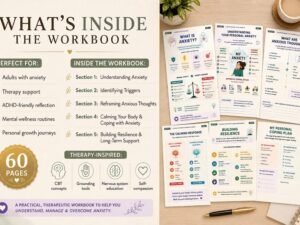 Anxiety workbook CBT pages overview