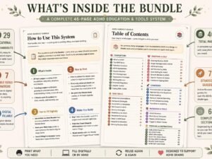 p160-i2 ADHD workbook bundle pages overview