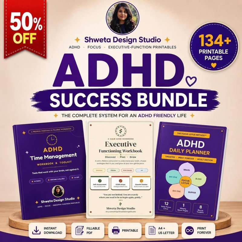 ADHD Bundle 3-in-1 134 pages cover