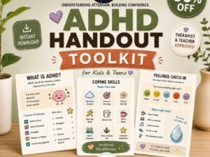 ADHD Worksheets Bundle 29 handouts cover